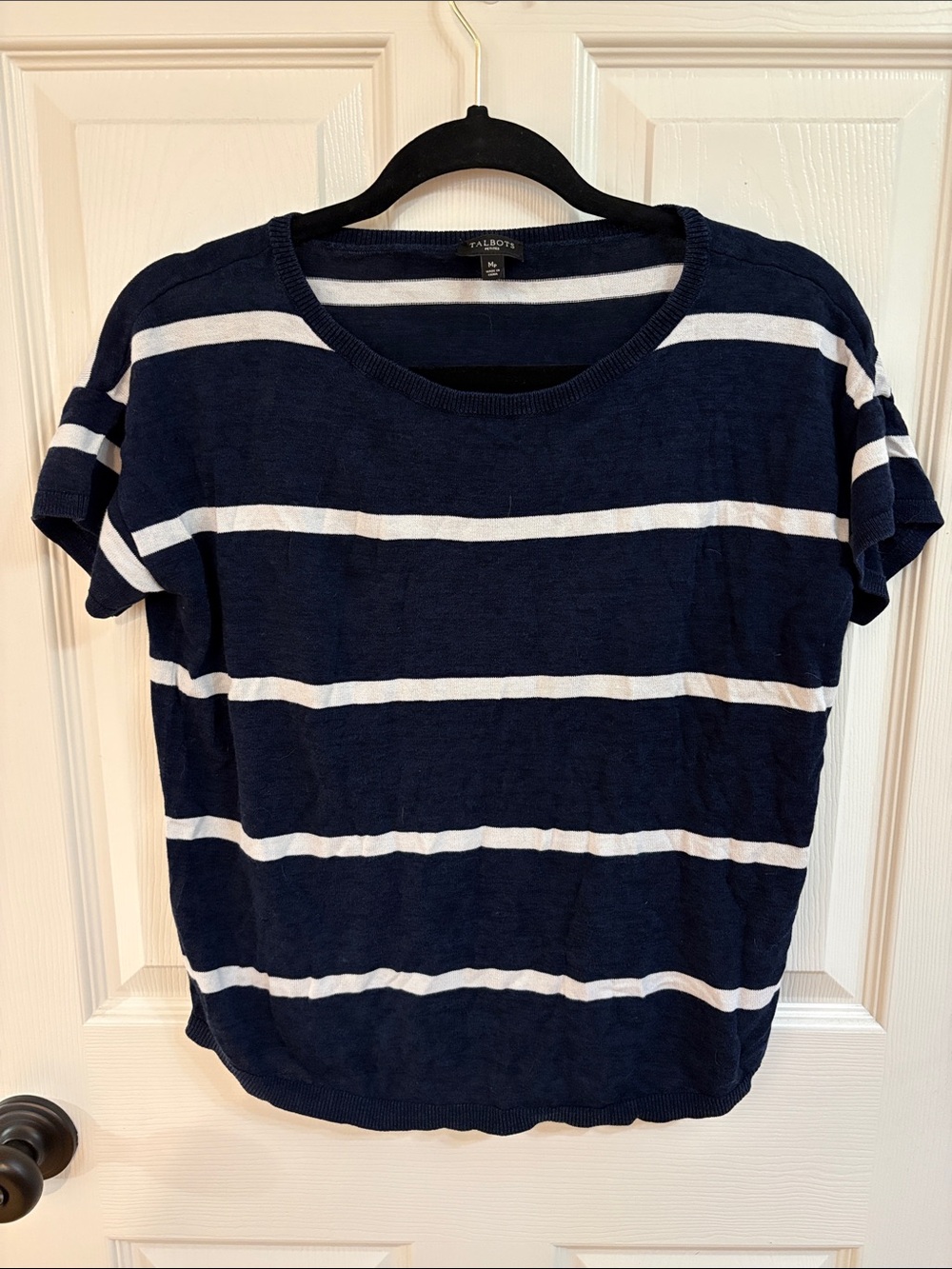 Talbots Navy & White Striped Short Sleeve Tee